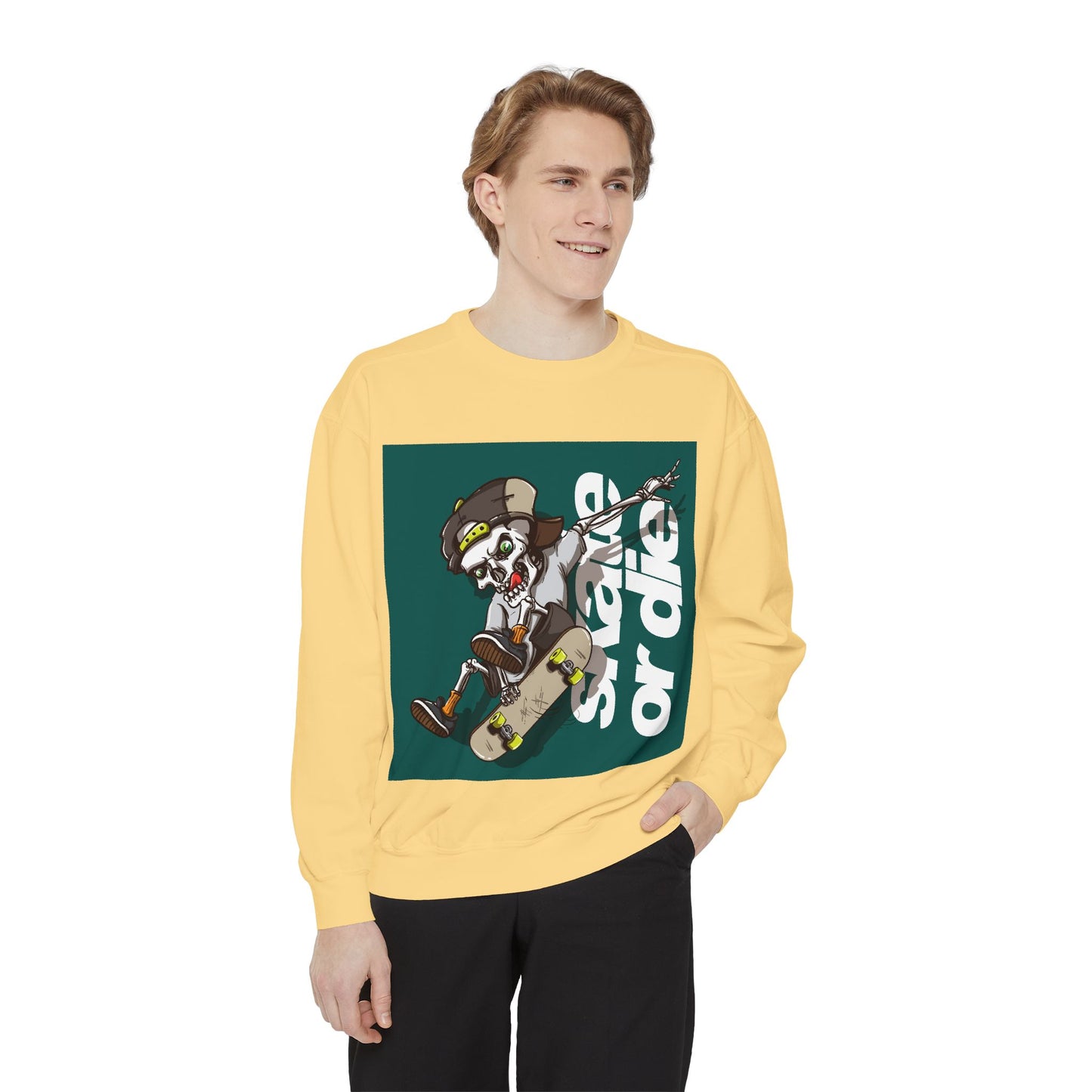 Garment Dyed Sweatshirt | Vintage Washed Crewneck | Unisex Relaxed Fit Embroidered Sweatshirt