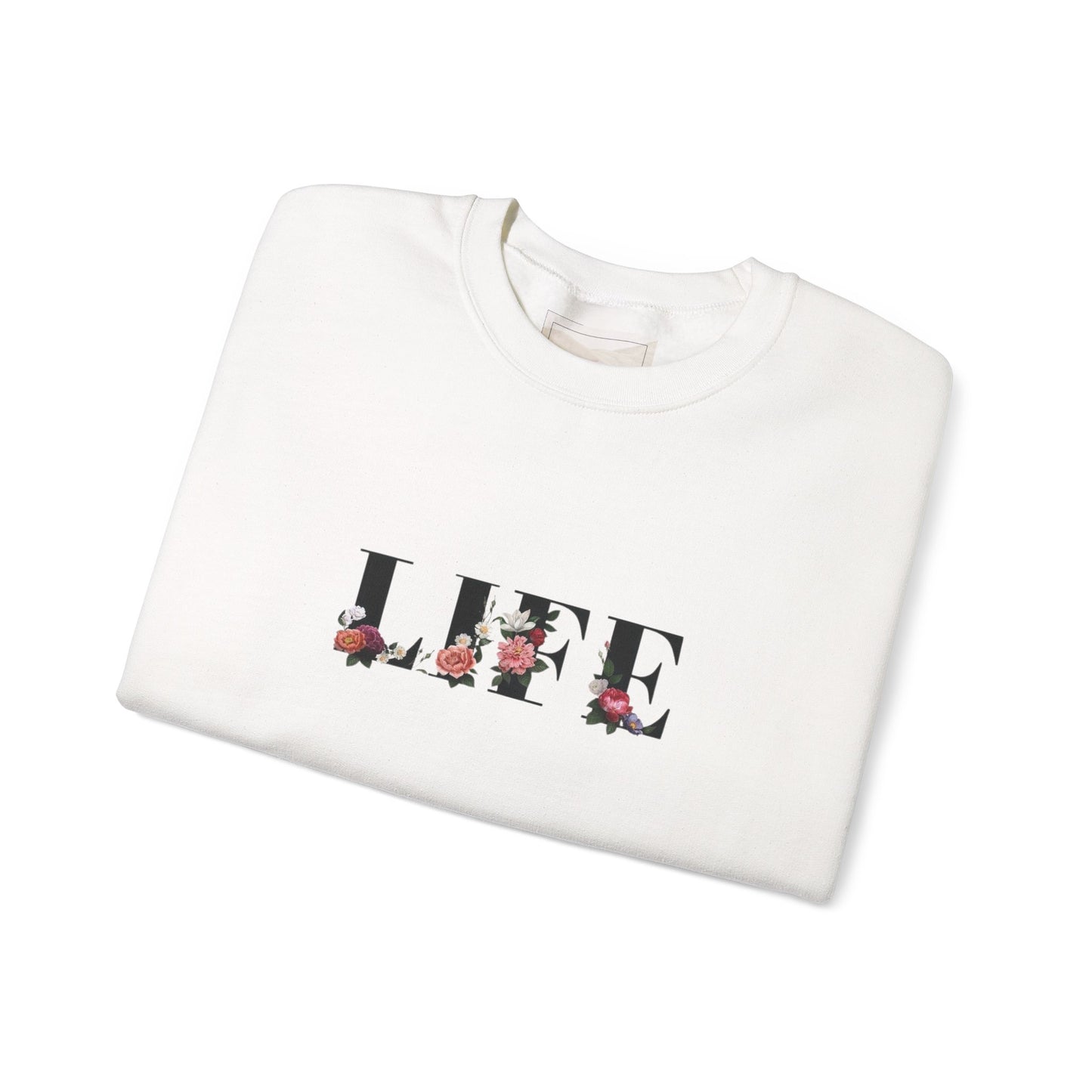 Floral LIFE Crewneck Sweatshirt | Botanical Lettering Sweatshirt | Minimal Aesthetic Floral Pullover | Cozy Unisex Gift