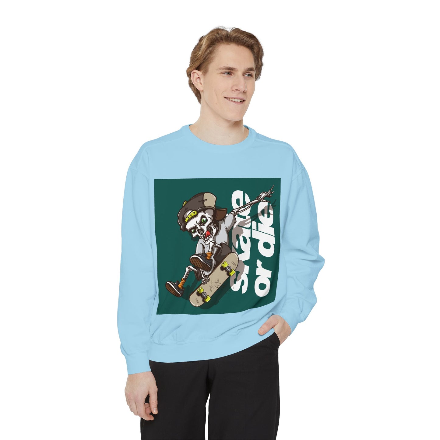 Garment Dyed Sweatshirt | Vintage Washed Crewneck | Unisex Relaxed Fit Embroidered Sweatshirt