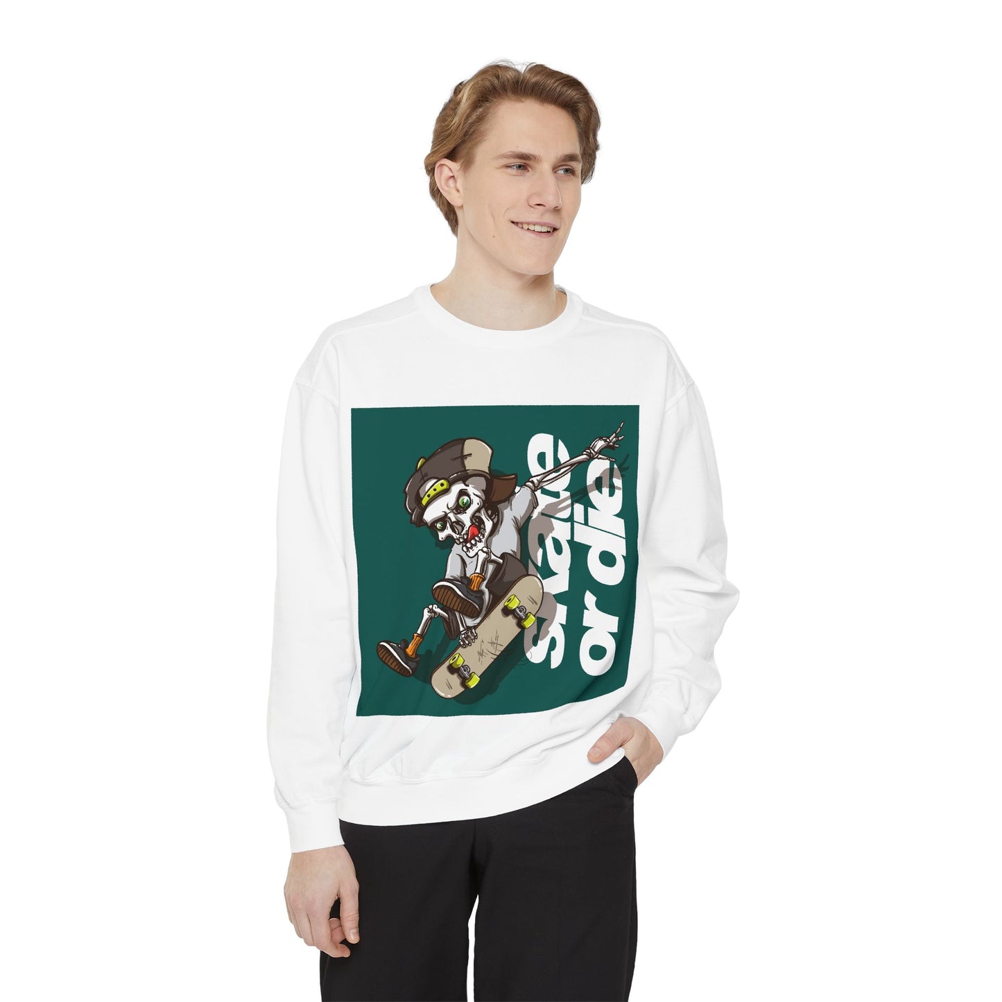 Garment Dyed Sweatshirt | Vintage Washed Crewneck | Unisex Relaxed Fit Embroidered Sweatshirt